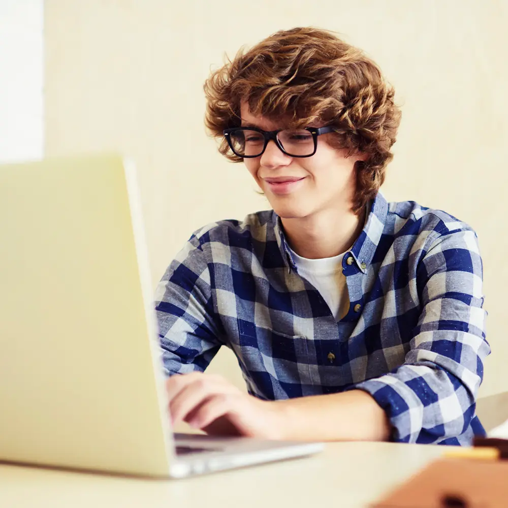young man using computer