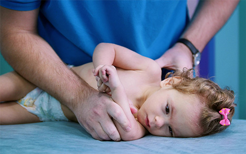 image of toddler with cerebral palsy having occupational therapy