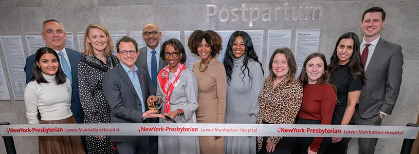 News release banner for "ewYork-Presbyterian Lower Manhattan Hospital Celebrates Newly Renovated Postpartum Unit"