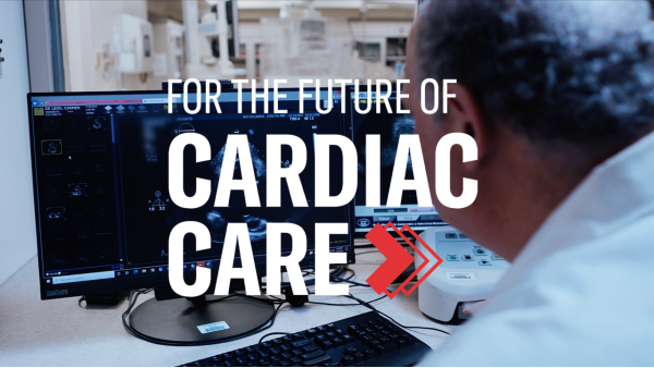 A NYP doctor reviews an ultrasound of a heart