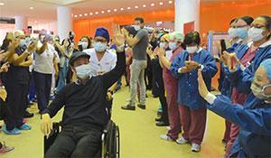 Tomoaki Kato leaving the hospital