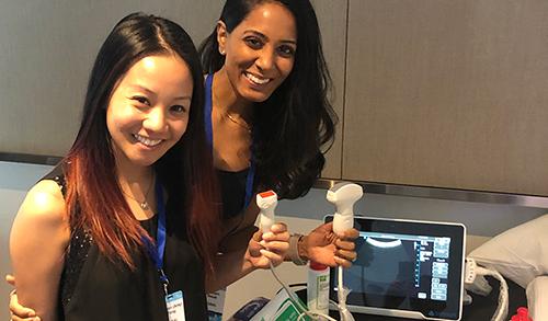 a couple of women smiling