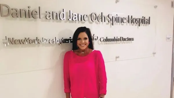 Nichole Thomas posing at the NYP Och Spine Hospital